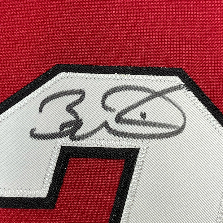 Framed Signed Dwyane Wade 35x39 Red Authentic Jersey Fanatics COA