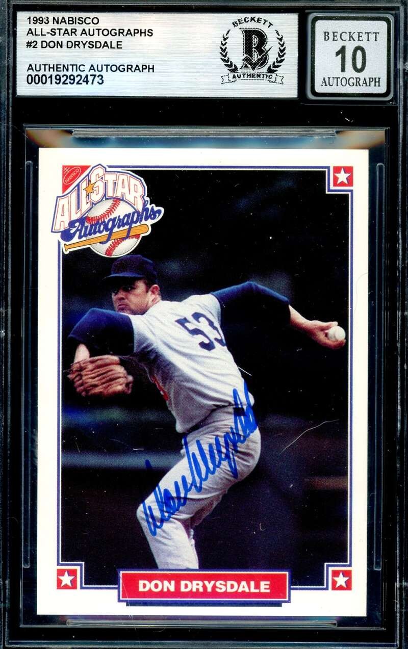 Don Drysdale Gem Mint 10 Beckett BAS Signed 1993 Nabisco All Stars Dodgers
