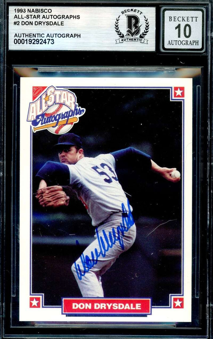 Don Drysdale Gem Mint 10 Beckett BAS Signed 1993 Nabisco All Stars Dodgers