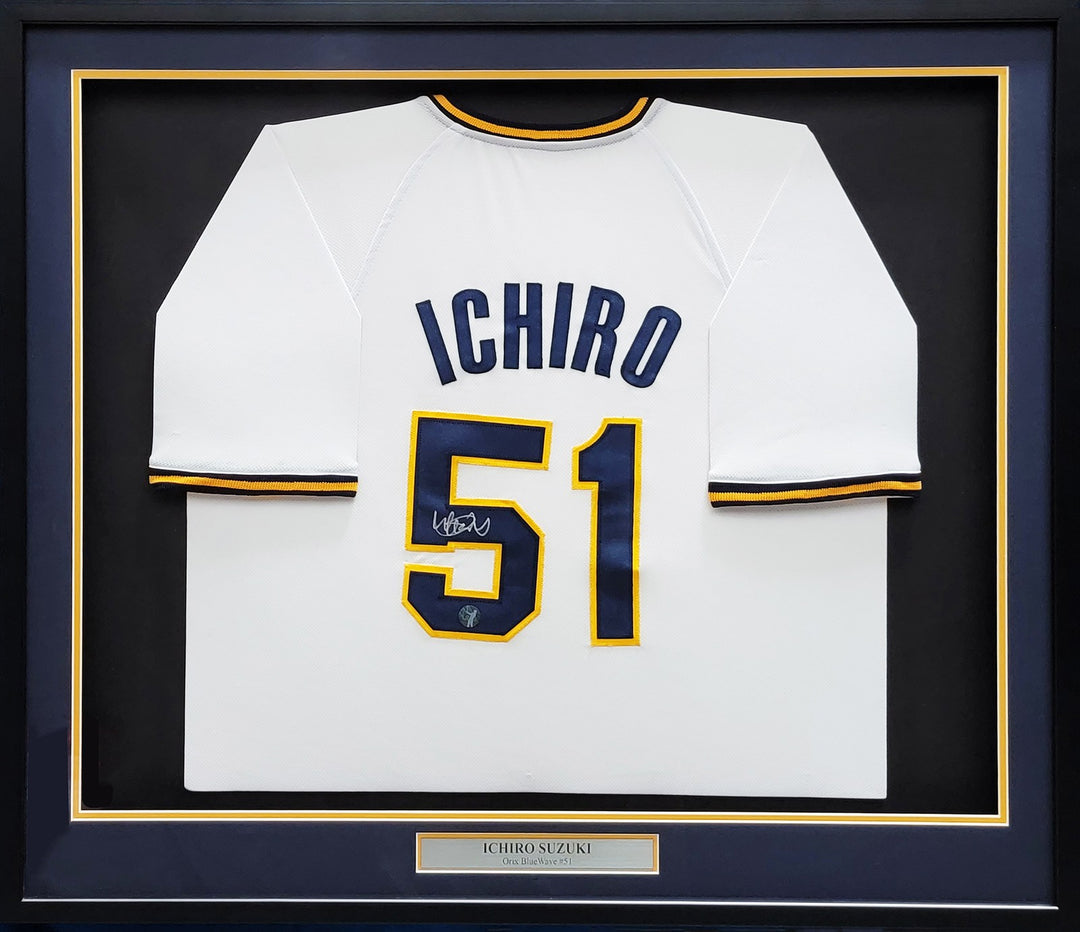 Orix Blue Wave Ichiro Suzuki Signed Framed White Jersey IS Holo