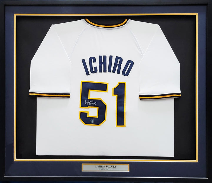 Orix Blue Wave Ichiro Suzuki Signed Framed White Jersey IS Holo