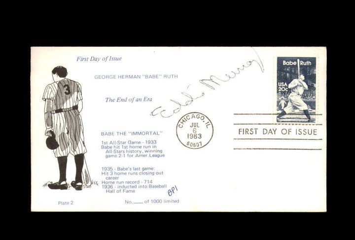 Eddie Murray PSA DNA Signed FDC 1983 First Day Cover Cache Babe Ruth Autograph