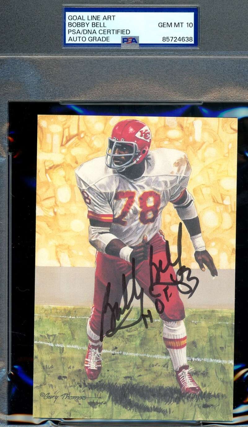 Bobby Bell Gem Mint 10 PSA DNA Signed Goal Line Art Card GLAC Autographed HOF 83
