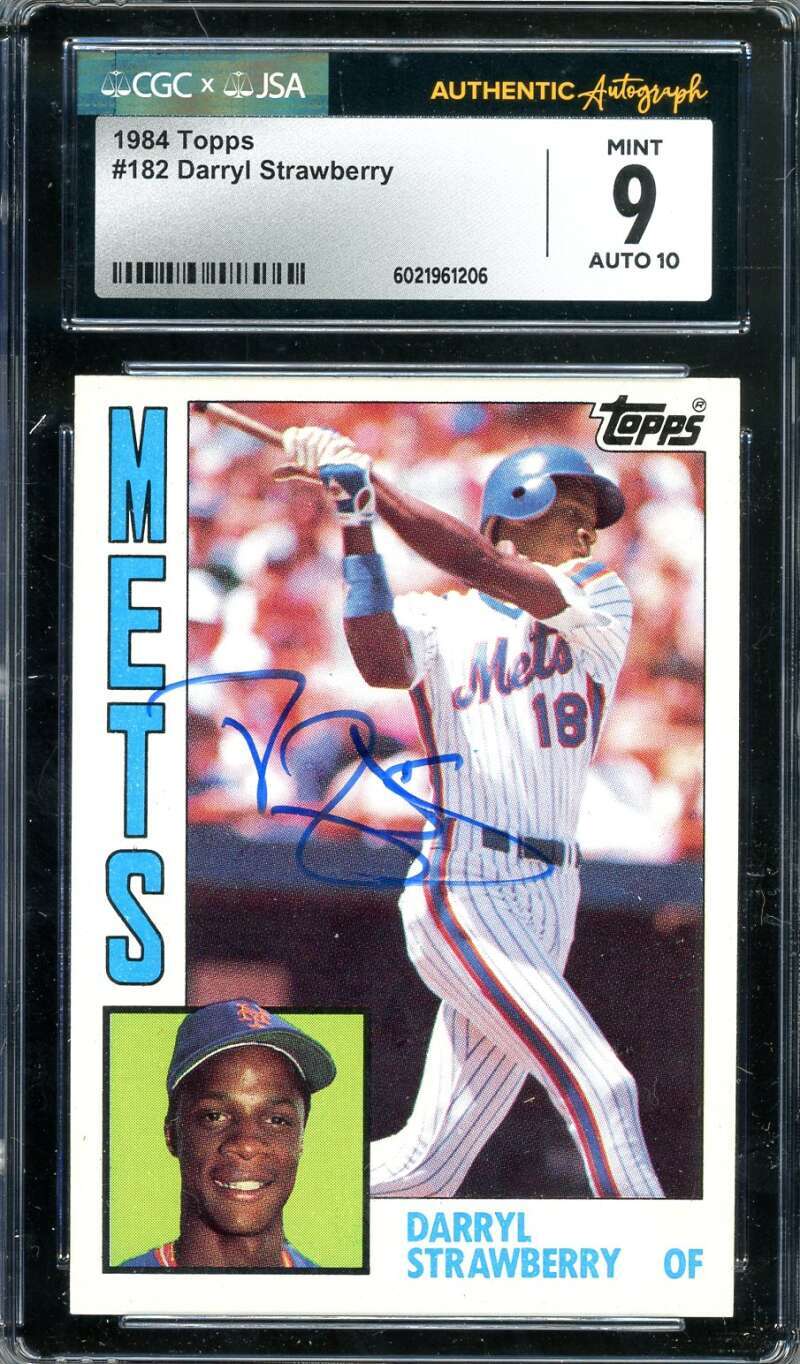 Daryl Strawberry Gem Mint 10 JSA CGC Coa Signed 1984 Topps Rookie Autographed