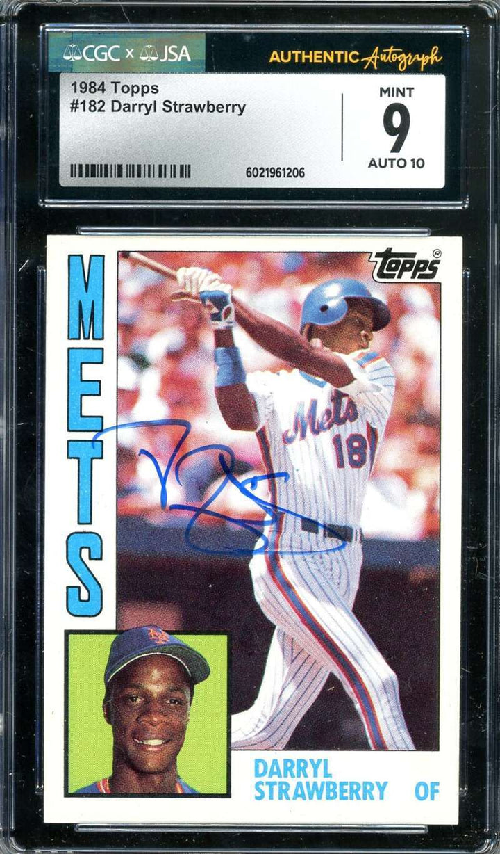 Daryl Strawberry Gem Mint 10 JSA CGC Coa Signed 1984 Topps Rookie Autographed