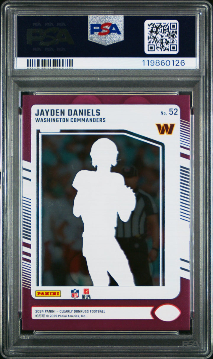 Graded 2024 Panini Clearly Donruss Jayden Daniels #52 RC Card PSA 10