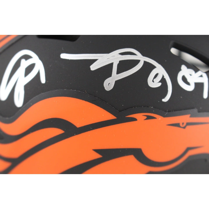Shannon Sharpe Autographed Denver Broncos Eclipse Mini Helmet Beckett WIT 50804