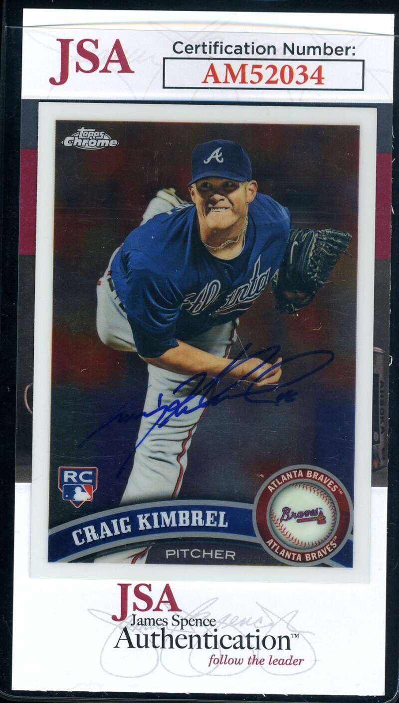 Craig Kimbrel JSA Coa Signed 2011 Topps Chrome Rookie Autograph