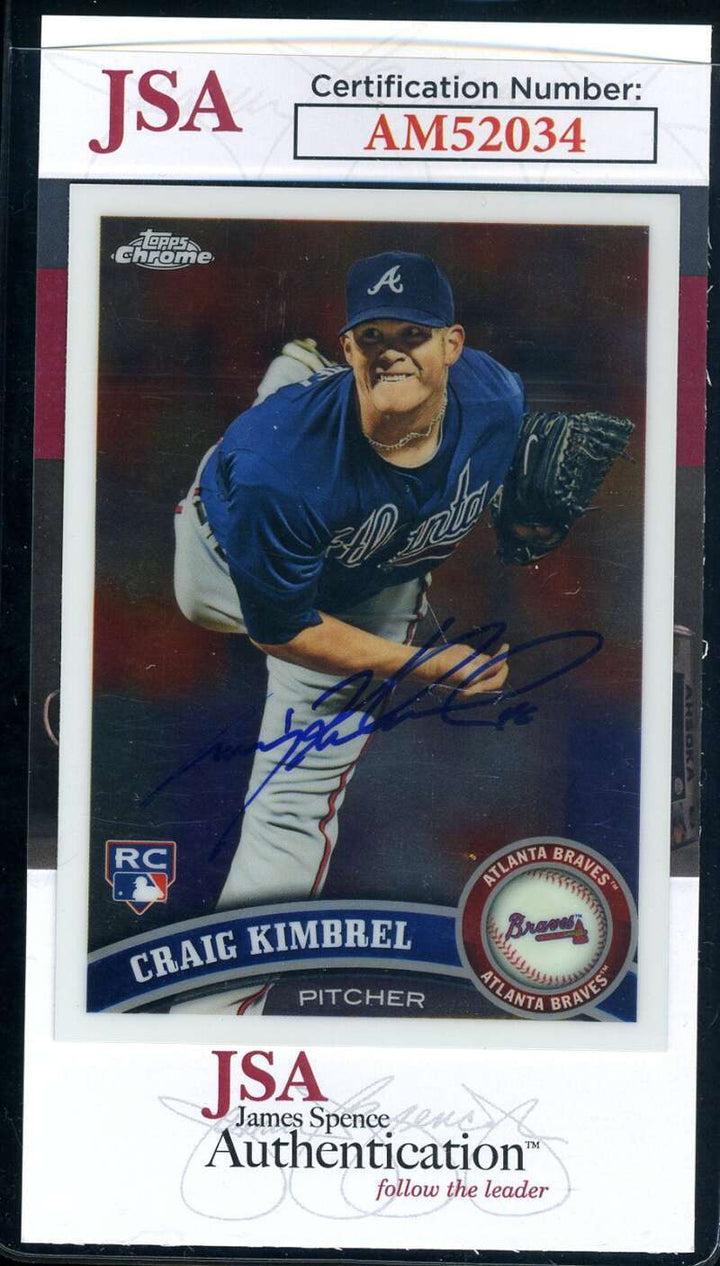 Craig Kimbrel JSA Coa Signed 2011 Topps Chrome Rookie Autograph