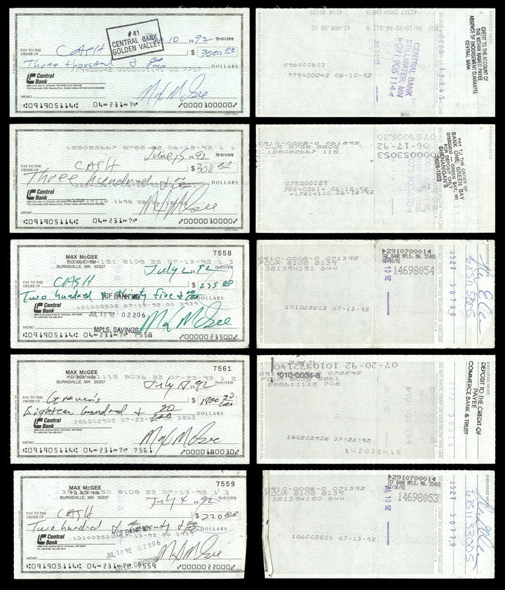 Max McGee Autographed Signed 2.75x6 Check Lot of 50 Green Bay Packers 174046