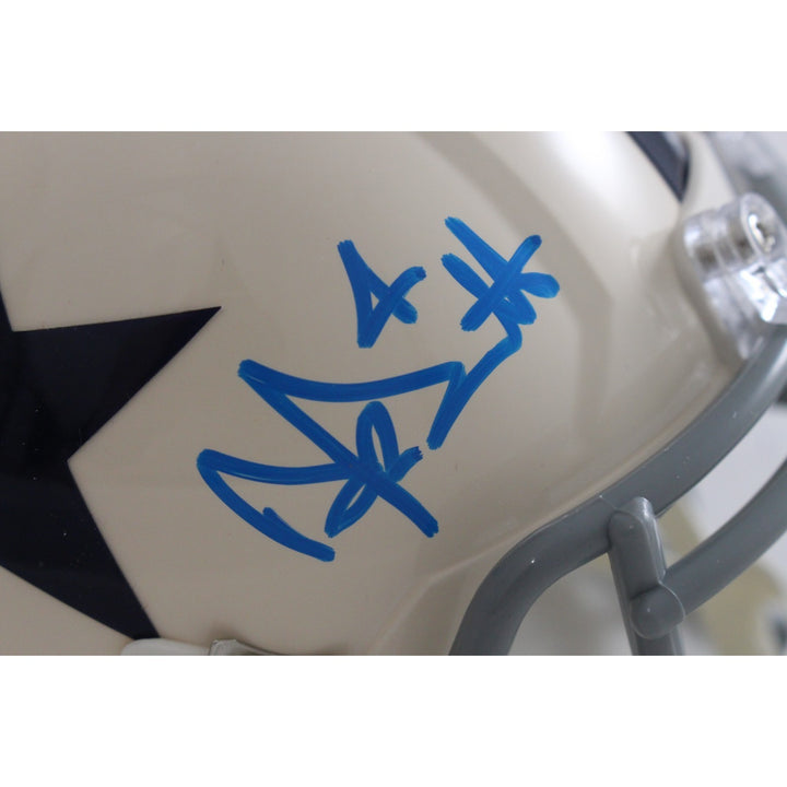 Dak Prescott Autographed/Signed Dallas Cowboys Retro Mini Helmet Beckett 56340
