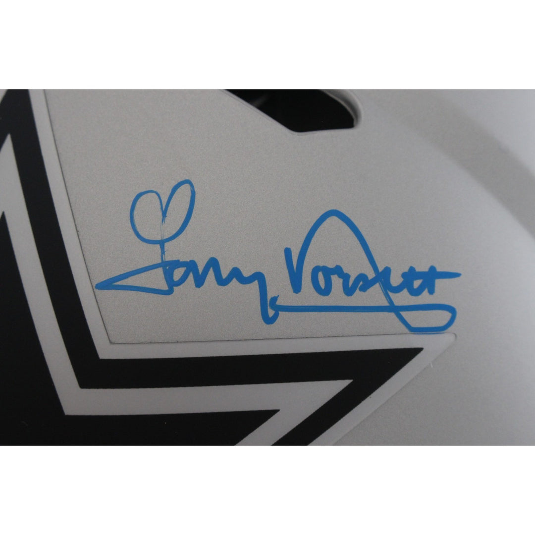 Tony Dorsett Autographed Dallas Cowboys Pro Rave Helmet Heart Beckett 56478
