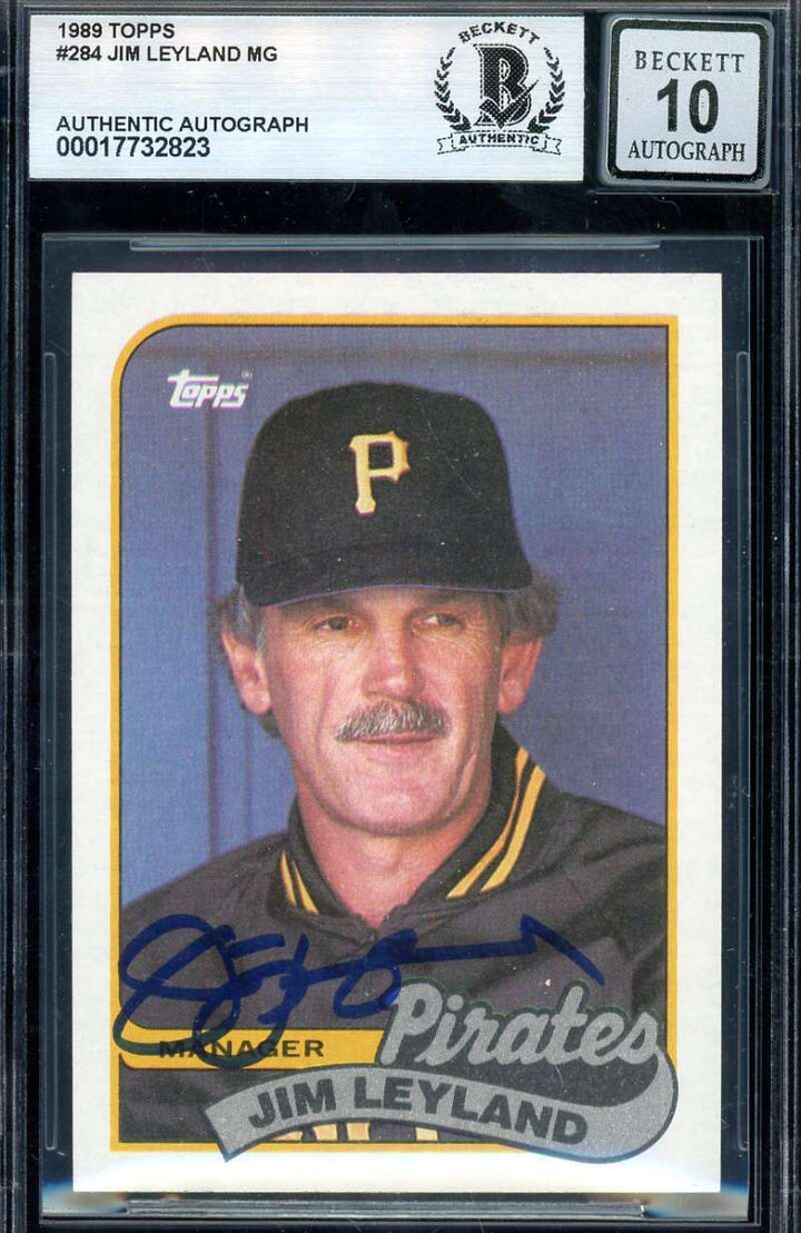 Jim Leyland Gem Mint 10 Beckett BAS Signed 1989 Topps Autograph
