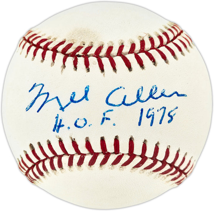 Mel Allen Autographed Signed AL Baseball New York Yankees "HOF 1978" Beckett