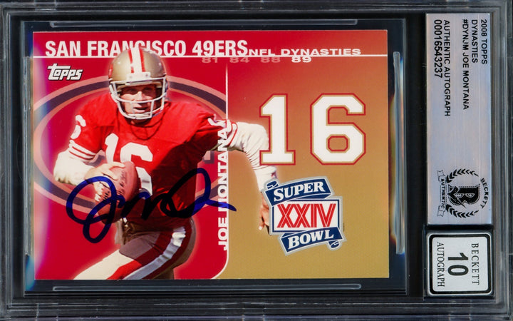 Joe Montana Signed 2008 Topps NFL Dynasties Card DYN-JM 49ers Auto GM 10 Beckett