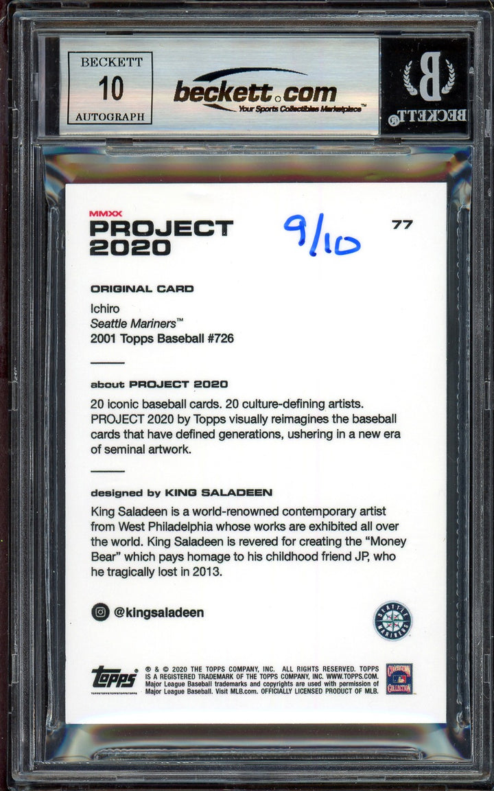 Ichiro Suzuki Auto Topps Project 2020 King Saladeen Card 77 Auto 10 #/10 Beckett
