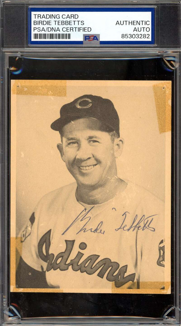 Birdie Tebbetts PSA DNA Vintage Signed Rare 1952 Num Num Indians Autograph