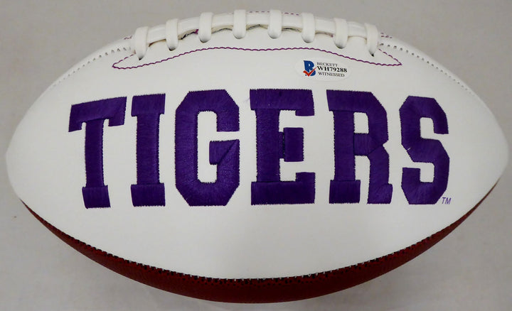 Travis Etienne Auto Clemson Tigers White Logo Football 2018 Natl Champs! Beckett