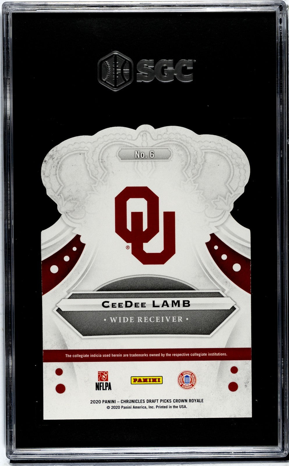 CeeDee Lamb 2020 Panini Chronicles DP Crown Royale Card #6- SGC Graded 10 Gem MT
