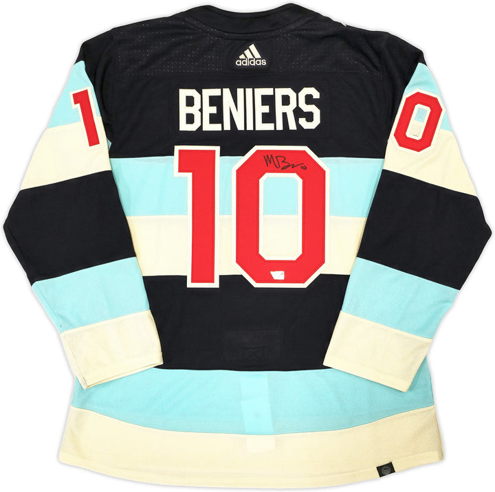 Seattle Kraken Matty Beniers Blue & Cream Adidas Signed Jersey Patch Fanatics
