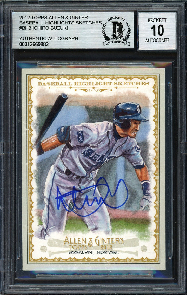 Ichiro Suzuki Signed 2012 Topps Allen Ginter Highlight Sketches Card BH-3 Sig 10