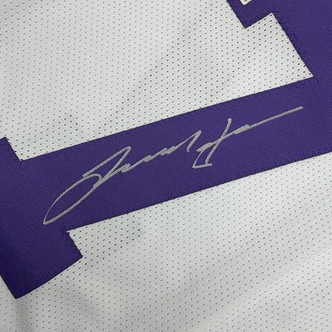 Framed Autographed Leonard Fournette 35x39 LSU White College Jersey BAS COA