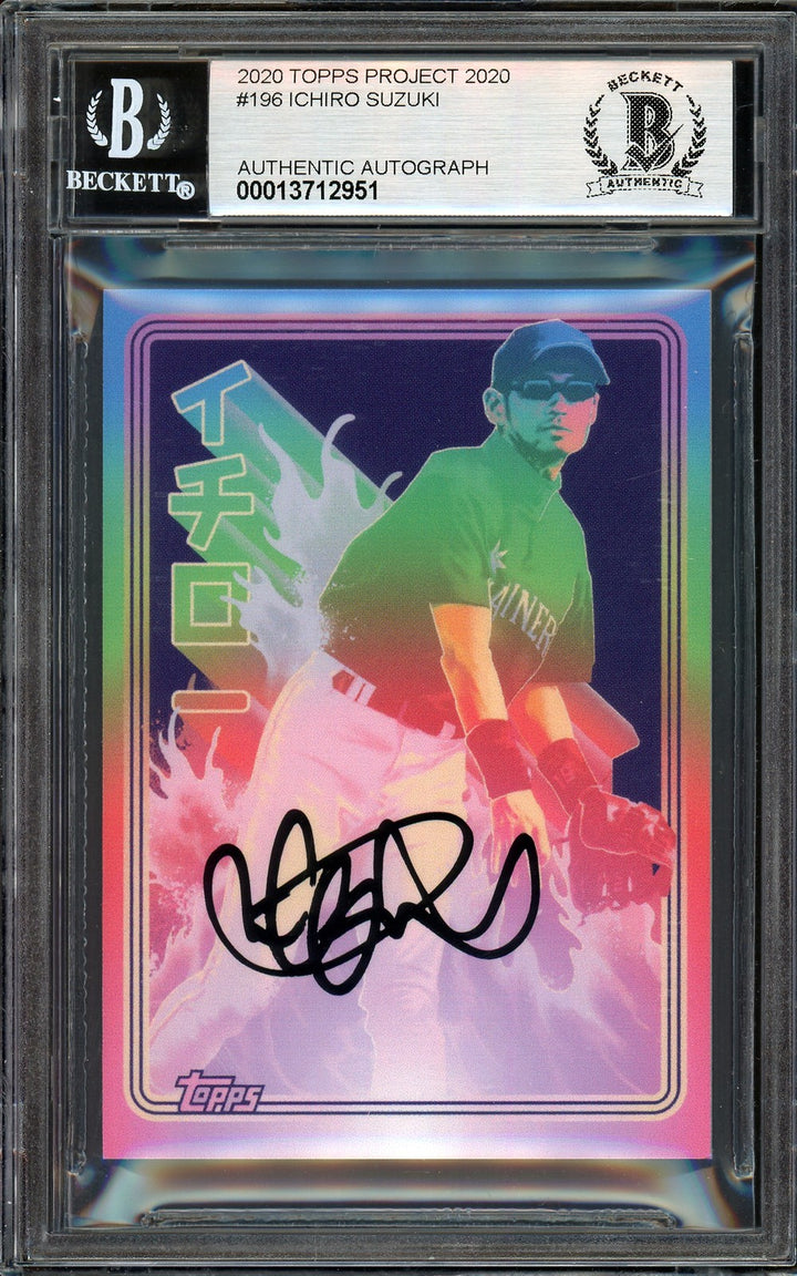 Ichiro Suzuki Auto Topps Project 2020 Matt Taylor Card 196 Sig 10 /10 BAS
