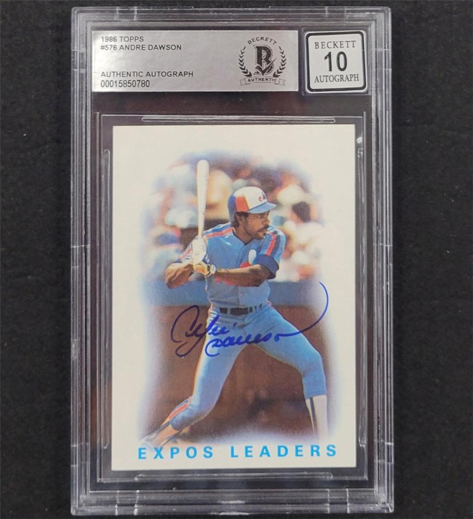 Andre Dawson signed 1986 Topps Team Leaders #576 card Beckett BGS BAS 10 auto
