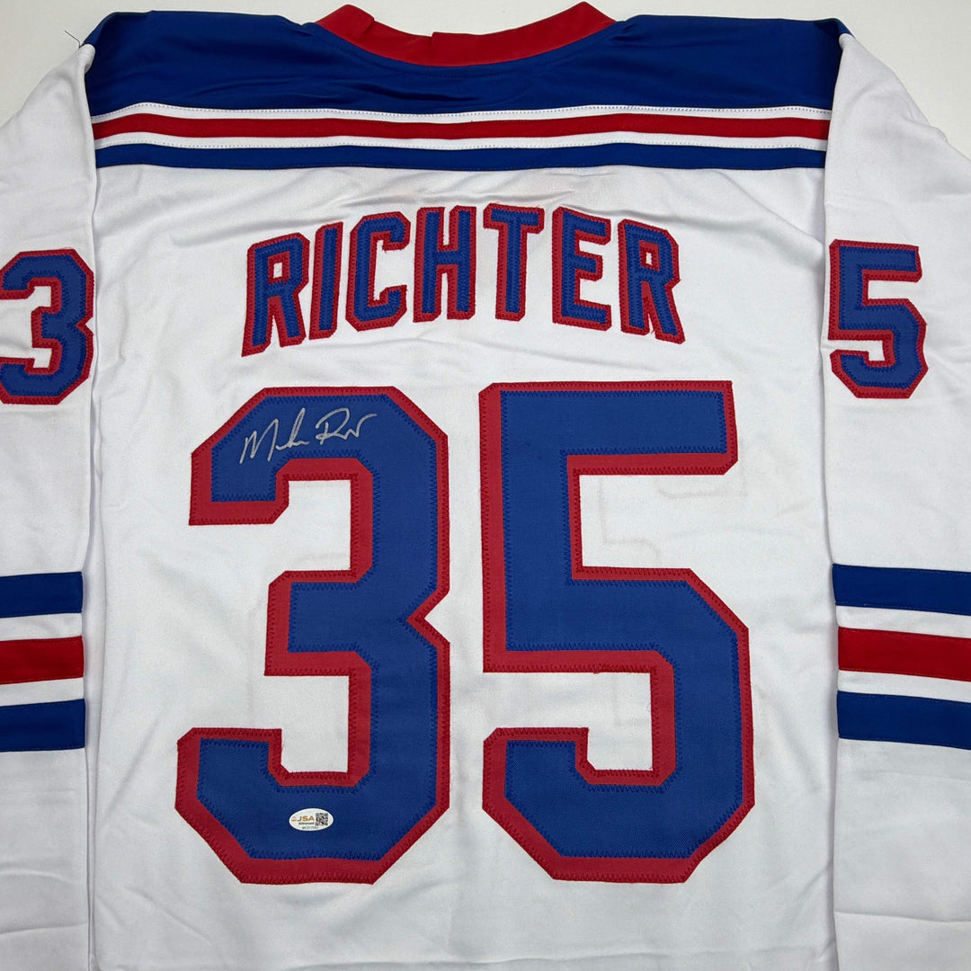 Autographed/Signed MIKE RICHTER New York White Hockey Jersey PSA/DNA COA Auto
