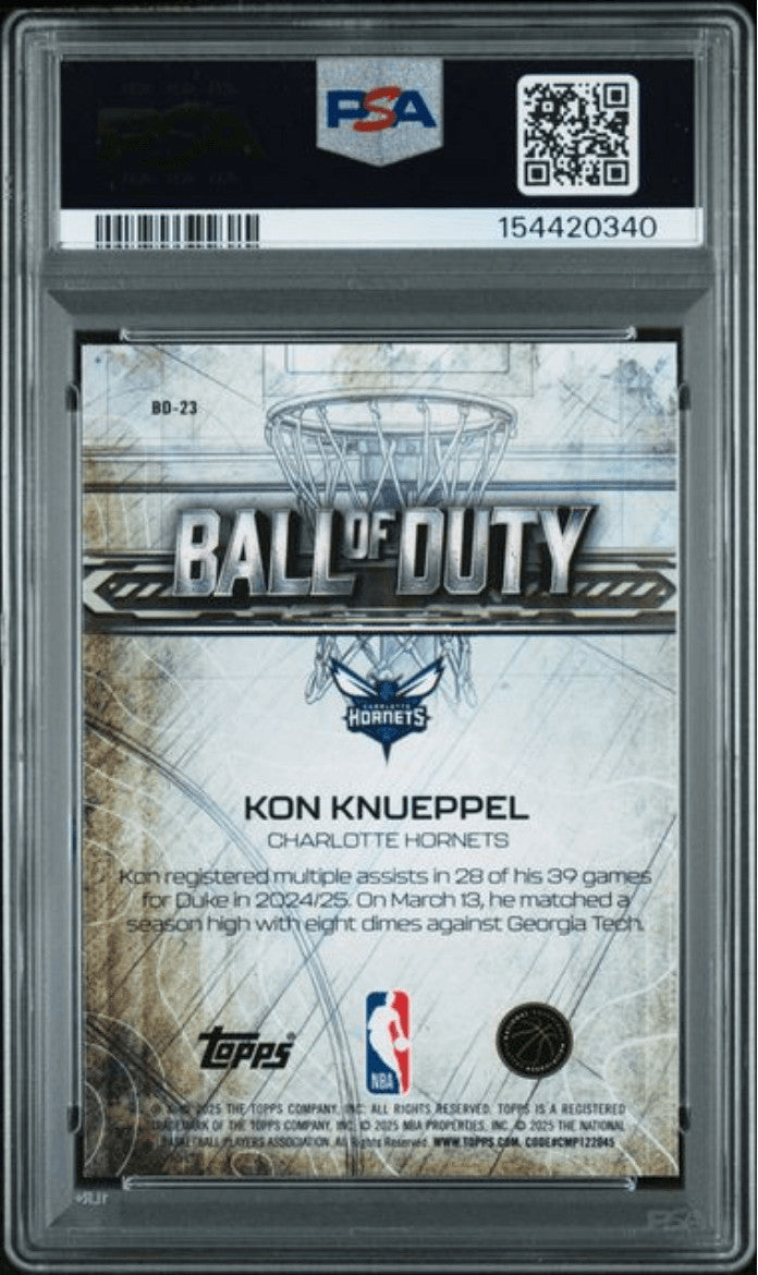 Graded 2025 Topps Chrome Kon Knueppel #BD23 Ball of Duty Rookie Card PSA 10