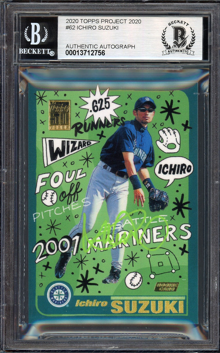 Ichiro Suzuki Auto Topps Project 2020 Sophia Chang Card 62 Sig 10 /10 BAS
