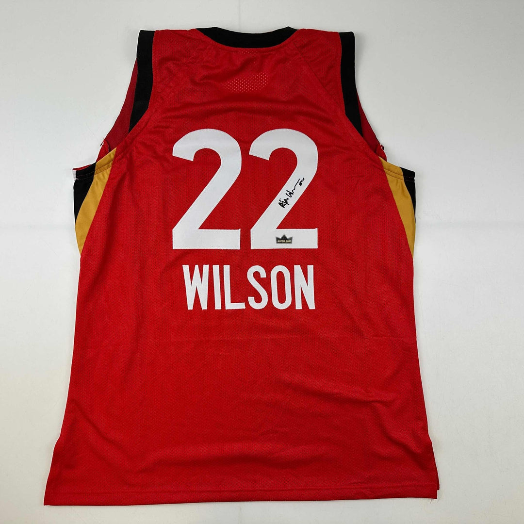 Facsimile Autographed A'ja Wilson Las Vegas Red Reprint Jersey Size Men's XL