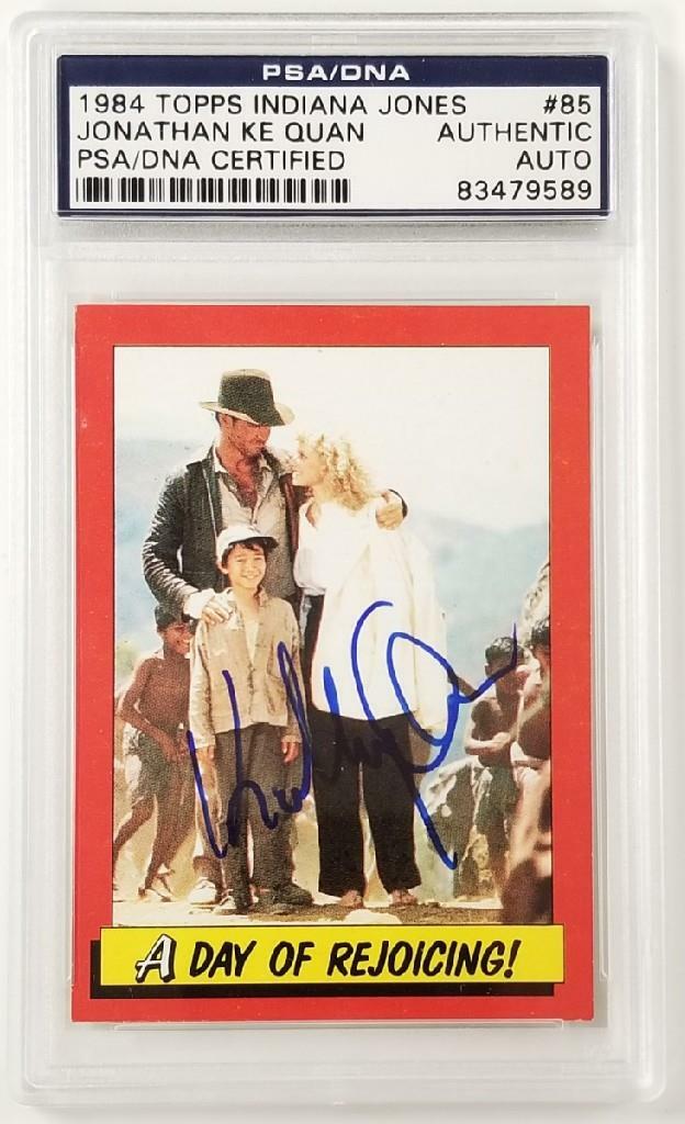 Jonathan Ke Quan signed 1984 Topps Indiana Jones #85 Day of Rejoicing Card ~ PSA