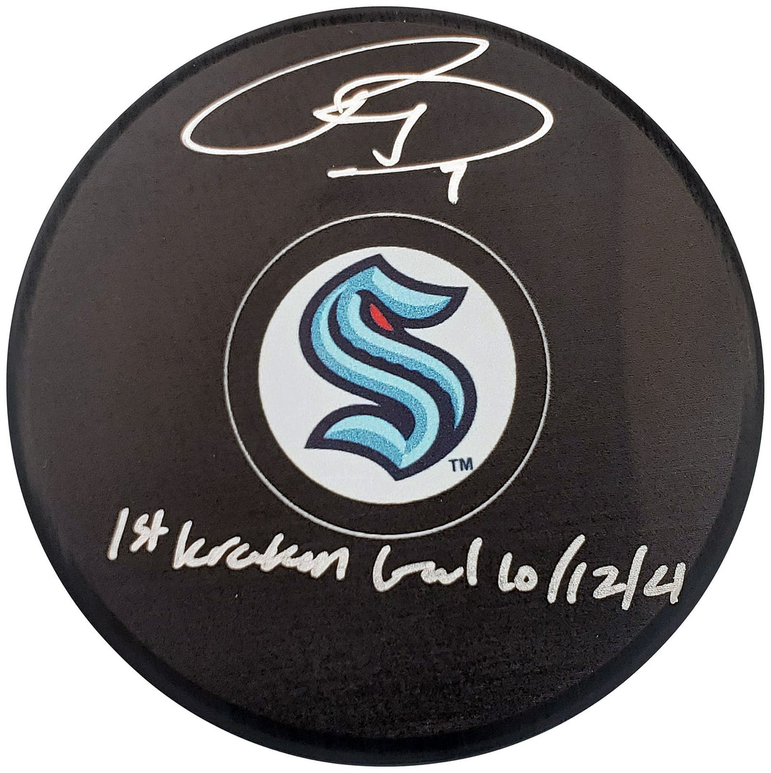 Ryan Donato Auto Seattle Kraken Logo Puck First Kraken Goal "10/12/21" Fanatics