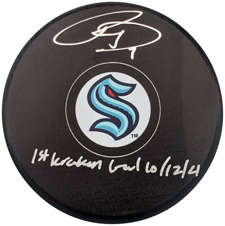 Ryan Donato Auto Seattle Kraken Logo Puck First Kraken Goal "10/12/21" Fanatics