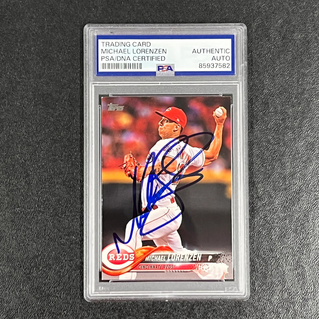 2018 Topps Series 1 #137 Michael Lorenzen Signed Card Auto PSA Slabbed Reds