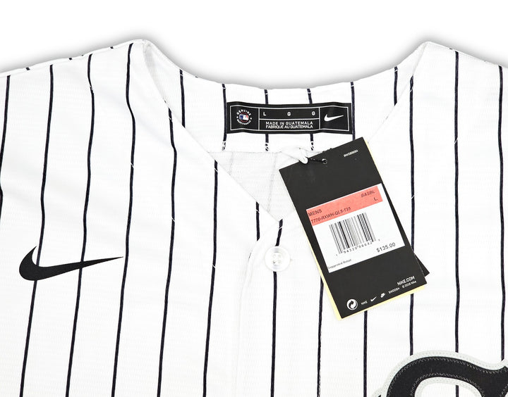 White Sox Frank Thomas Signed White Pinstripes Nike Jersey Size L Beckett Wit