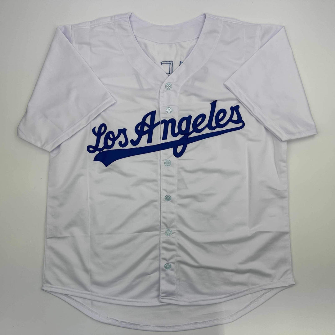 Facsimile Autographed Blake Snell Los Angeles LA White Reprint Jersey Men's XL