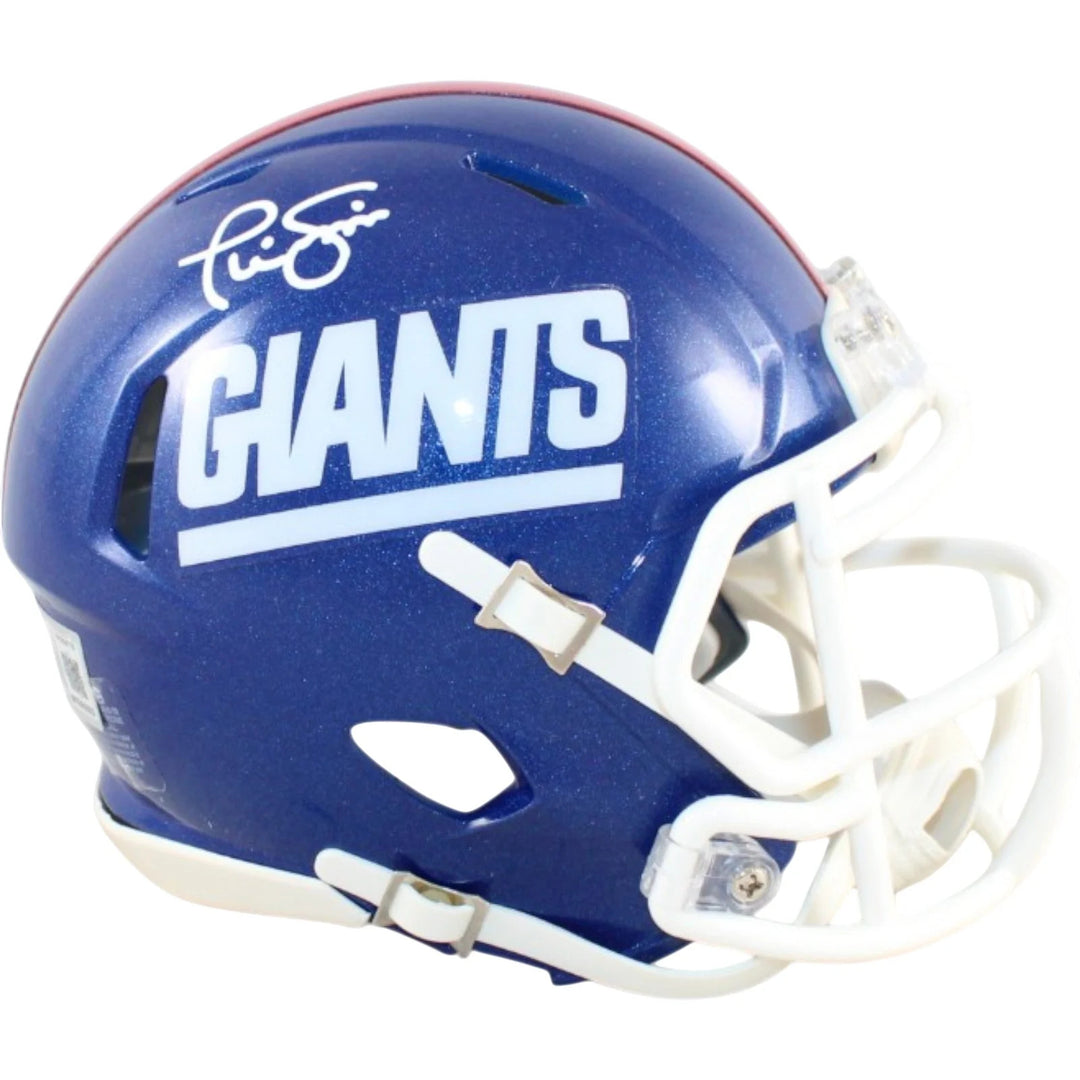 Phil Simms Autographed New York Giants Mini Helmet Color Rush Beckett WIT 58586