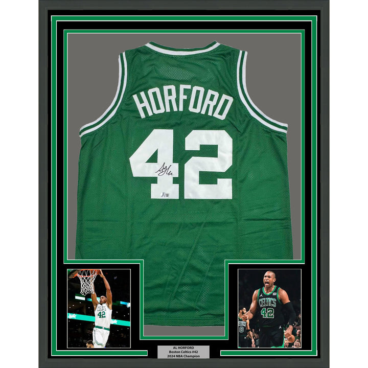 Framed Autographed/Signed Al Horford 35x39 Boston Green Jersey Beckett COA