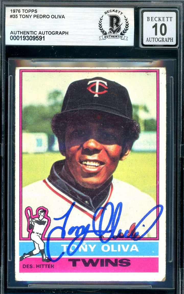Tony Oliva Gem Mint 10 Beckett BAS Signed 1976 Topps Autograph