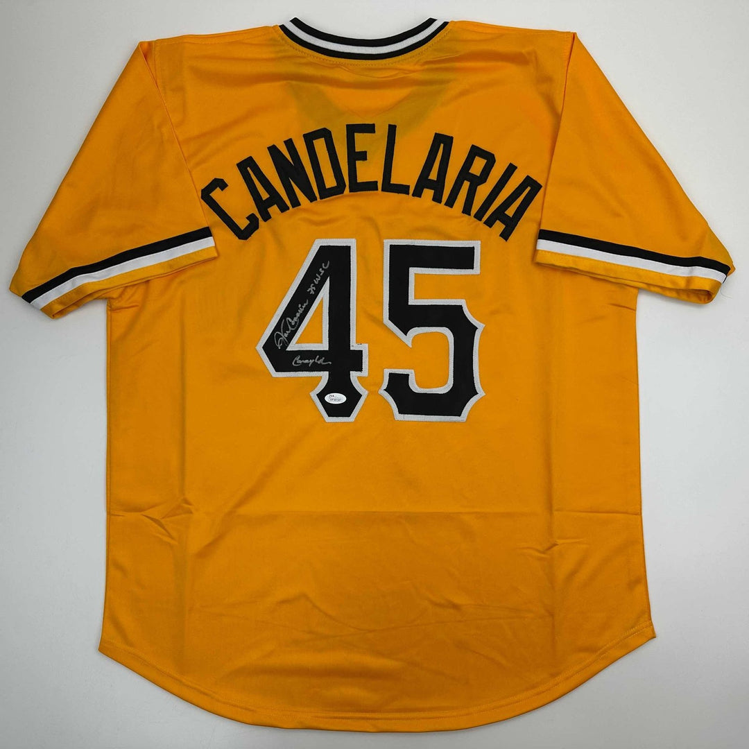 Autographed/Signed John Candelaria Pittsburgh Yellow Jersey JSA COA