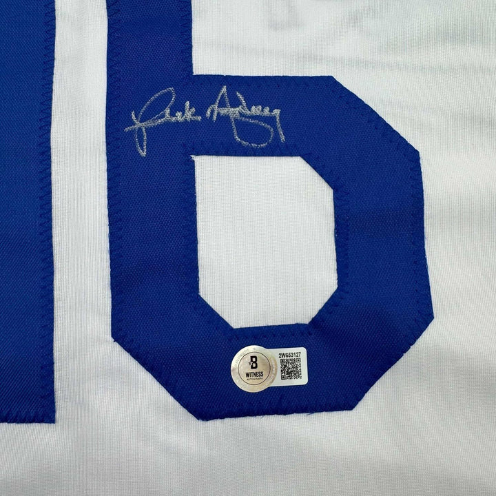 Framed Autographed/Signed Rick Monday 35x39 Los Angeles LA White Jersey BAS COA