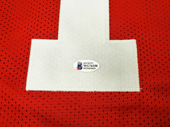 Ohio State Buckeyes Justin Fields Autographed Signed Red Jersey Beckett Wit