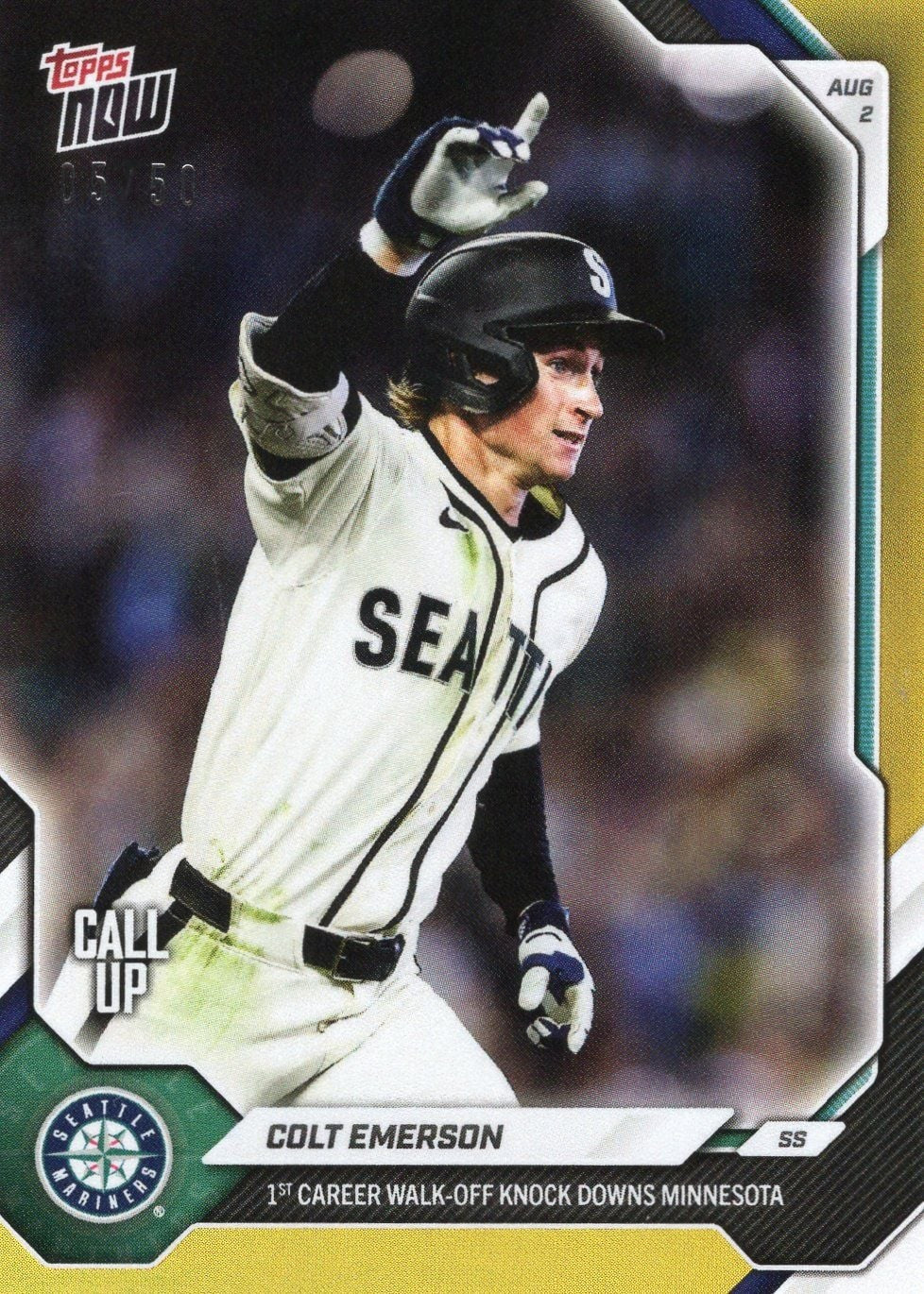 2026 Topps Now Colt Emerson #515 Gold Foil /50 Rookie RC Baseball Card