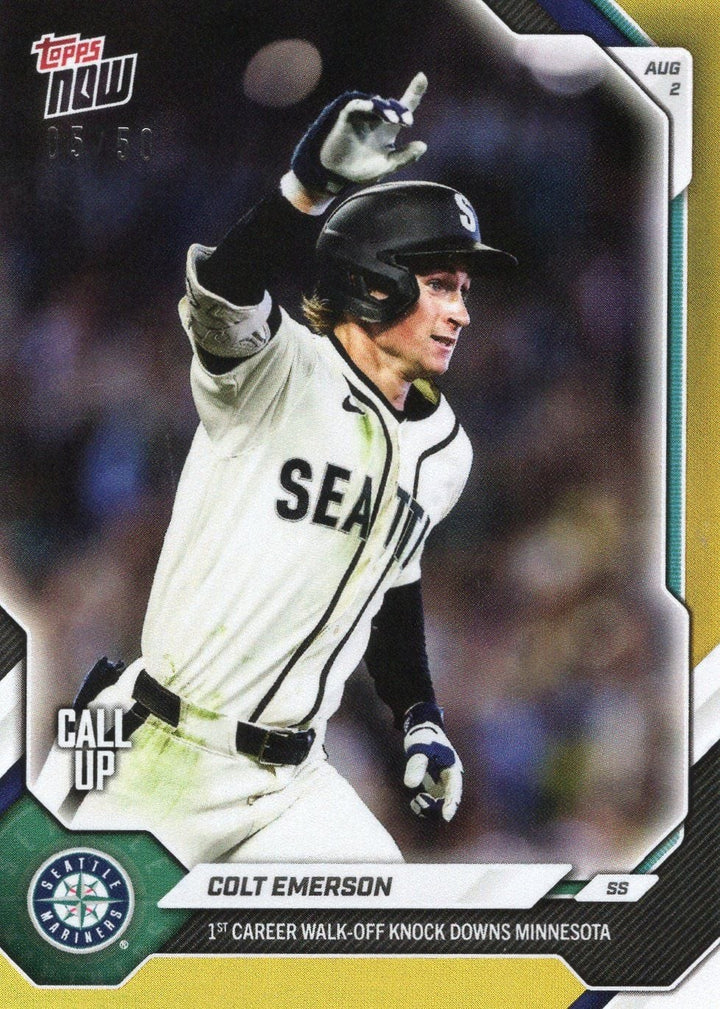 2026 Topps Now Colt Emerson #515 Gold Foil /50 Rookie RC Baseball Card