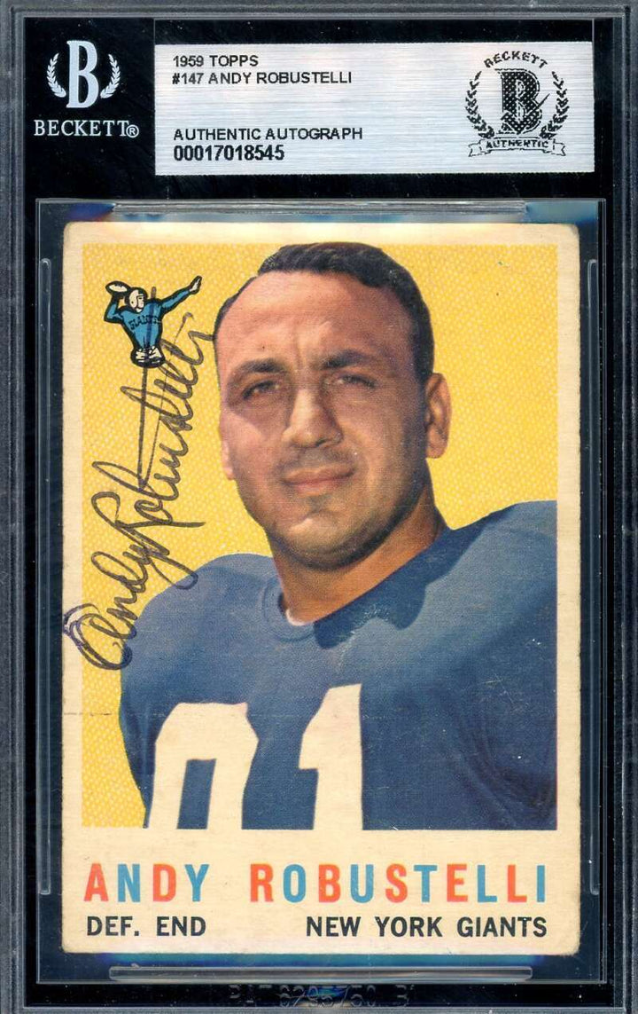 Andy Robustelli Beckett BAS Vintage Signed 1959 Topps Autograph