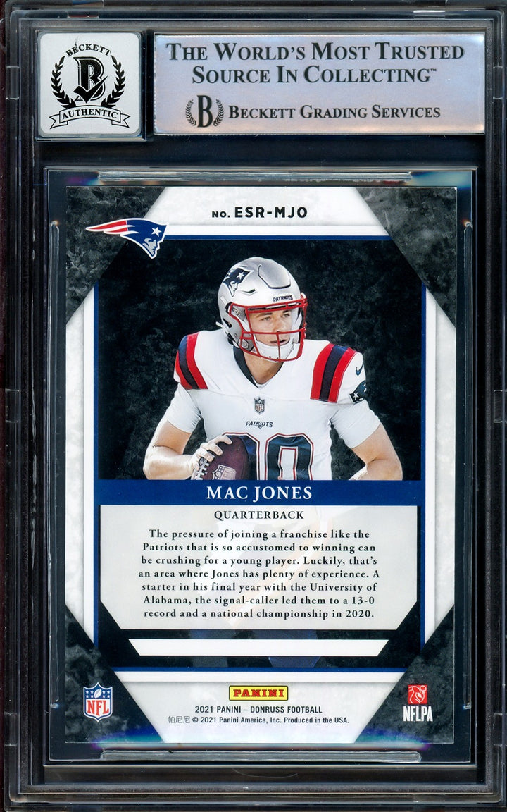 Mac Jones Auto 2021 Panini Donruss Elite Series RC ESR-MJO Sig 10 Beckett