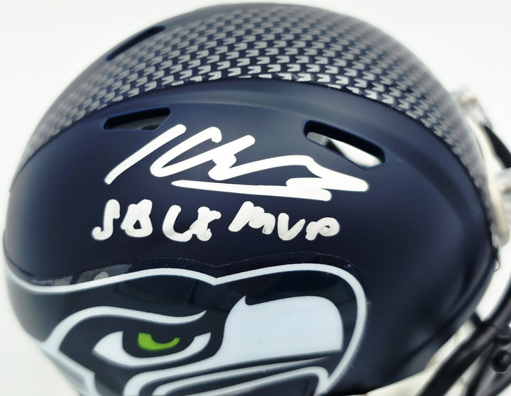 Kenneth Walker III Auto Seahawks Blue Super Bowl LX Champs Mini Helmet SB MVP