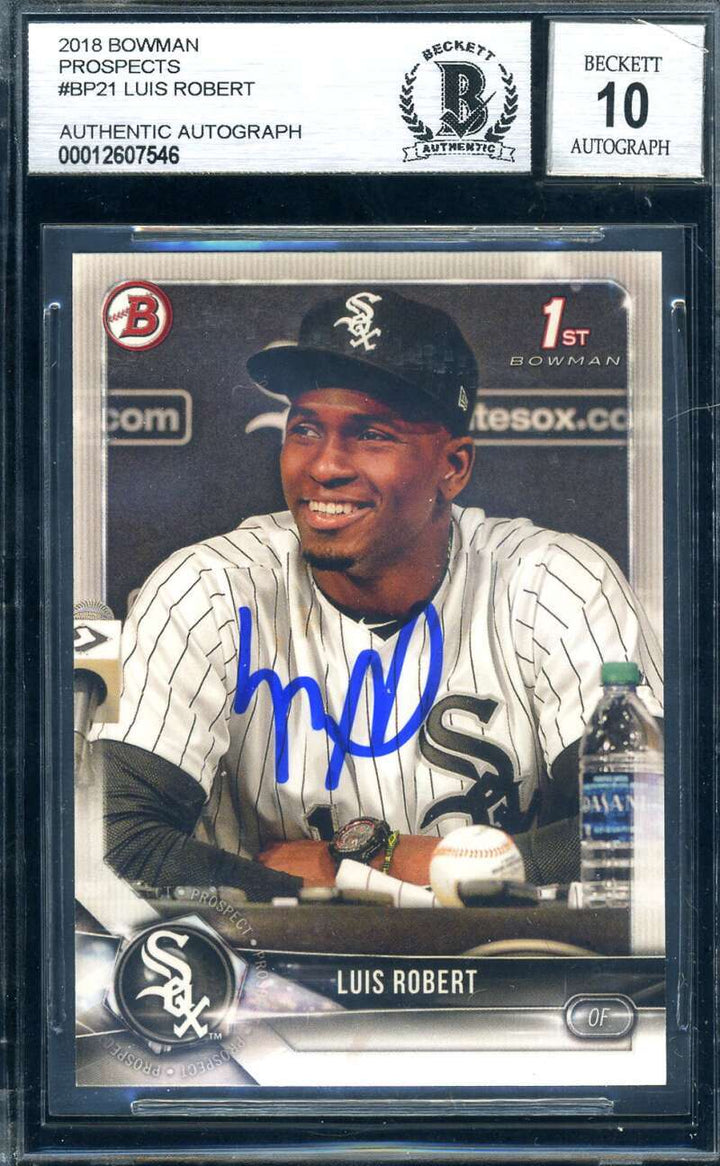 Luis Roberts Gem Mint 10 Beckett BAS Signed 2018 Bowman First Rookie Autographed